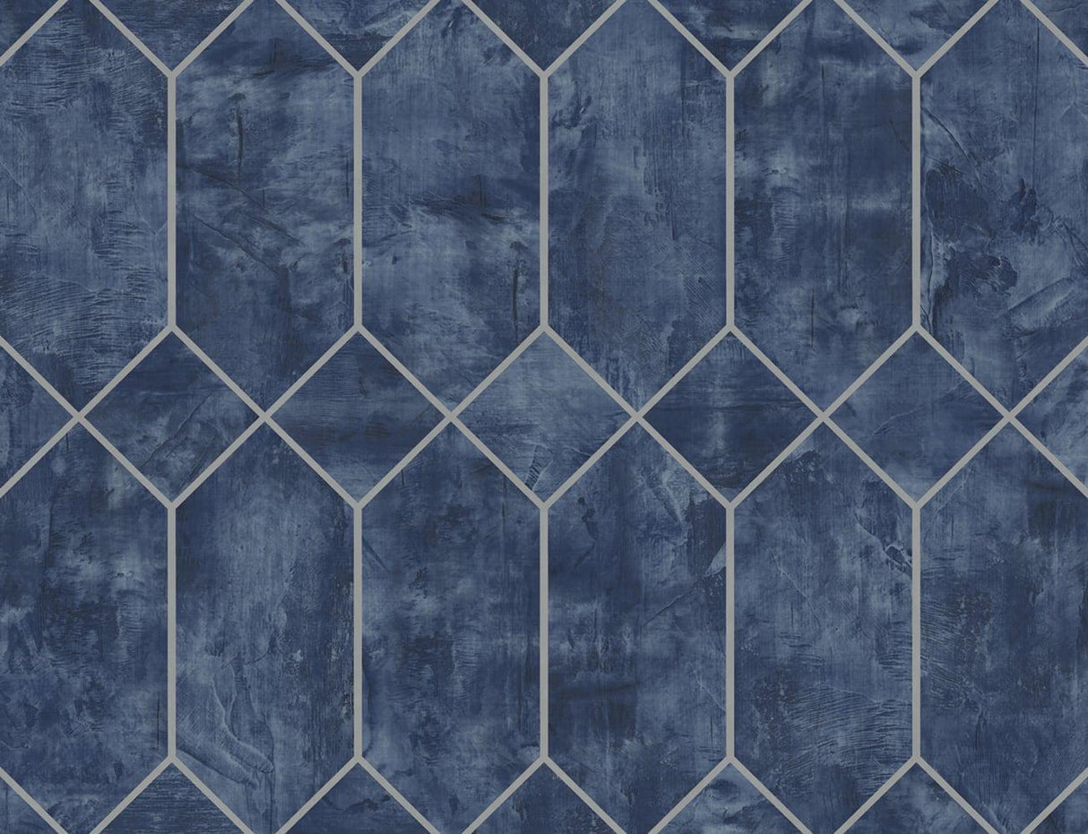 Seabrook Geo Faux Blue Wallpaper