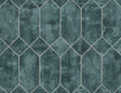 Seabrook Geo Faux Emerald and Metallic Silver Wallpaper