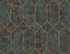 Seabrook Geo Faux Rust, Forest Green, And Metallic Gold Wallpaper
