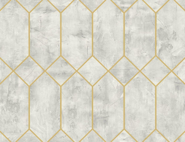 Seabrook Geo Faux Silver Birch and Metallic Gold Wallpaper