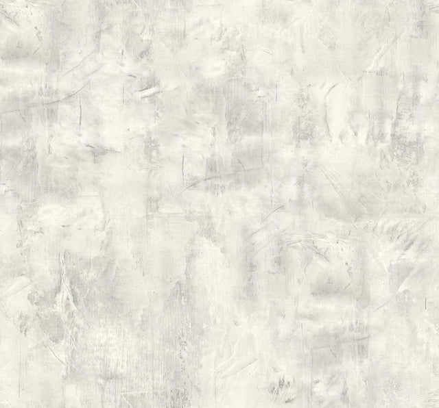 Seabrook Rustic Stucco Faux Metallic Silver and Snowstorm Wallpaper