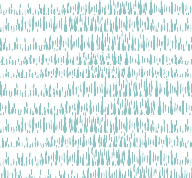 Seabrook Brush Marks Teal and White Wallpaper