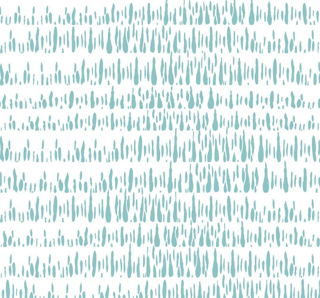 Seabrook Brush Marks Teal and White Wallpaper