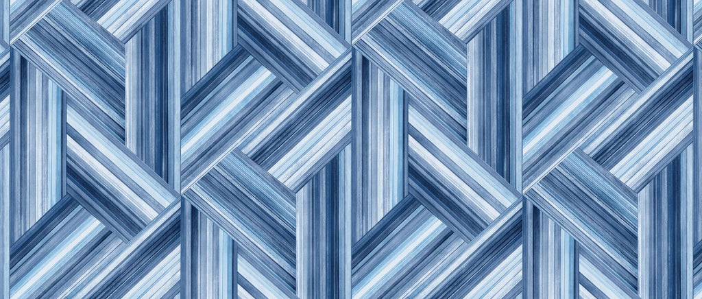 Seabrook Geo Inlay Fabric Blue Fabric