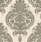 Seabrook Antigua Damask Charcoal and Ivory Wallpaper