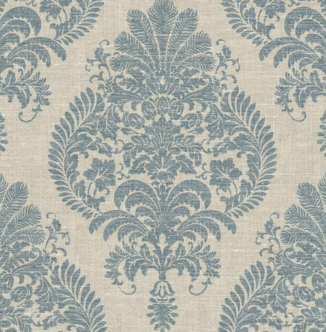 Seabrook Antigua Damask Blue Wallpaper
