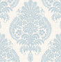 Seabrook Antigua Damask Blue Frost and Bone White Wallpaper