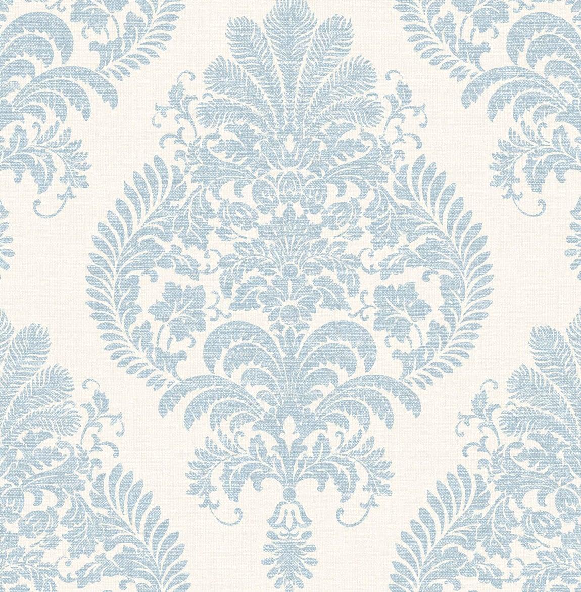 Seabrook Antigua Damask Blue Wallpaper