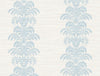 Seabrook Palm Frond Stripe Stringcloth Blue Frost And Bone White Wallpaper