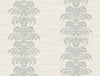 Seabrook Palm Frond Stripe Stringcloth Cove Gray And Alabaster Wallpaper