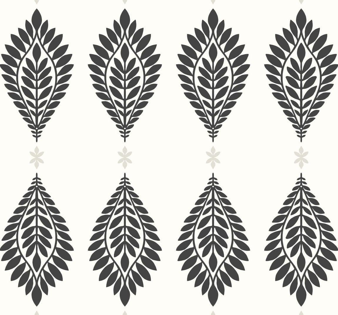 Seabrook Mirasol Palm Frond Ebony and Eggshell Wallpaper