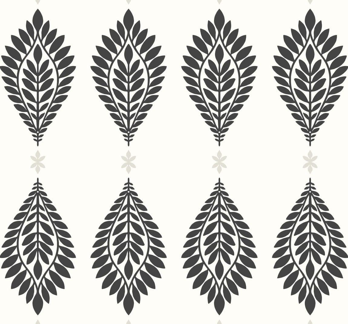 Seabrook Mirasol Palm Frond Black Wallpaper