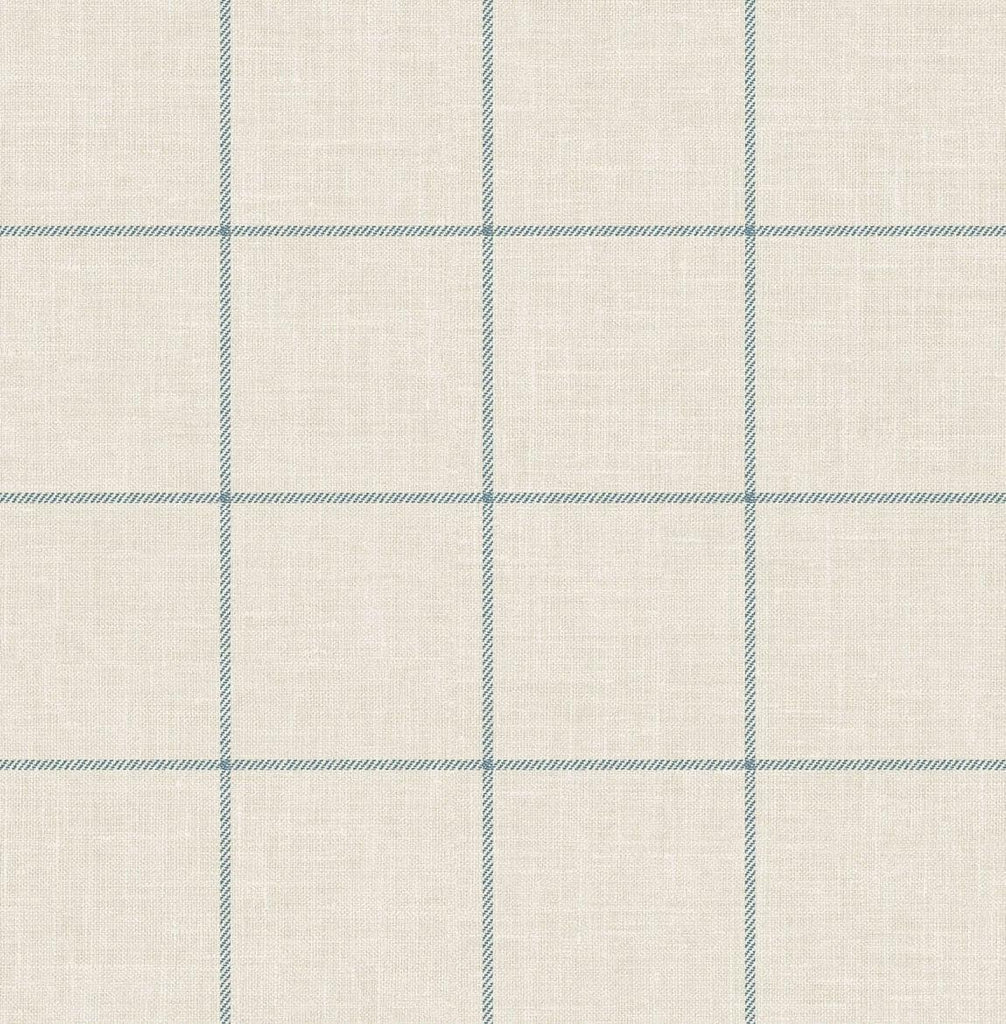 Seabrook Linen Check Alabaster and Air Force Blue Wallpaper
