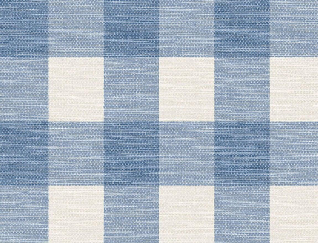 Seabrook Rugby Gingham Coastal Blue and Ivory Wallpaper