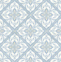 Seabrook Plumosa Tile Carolina Blue and Arrowroot Wallpaper