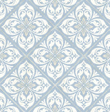 Seabrook Plumosa Tile Blue Wallpaper