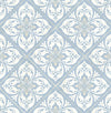 Seabrook Plumosa Tile Carolina Blue And Arrowroot Wallpaper