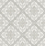 Seabrook Plumosa Tile Cove Gray and Silver Wallpaper