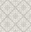 Seabrook Plumosa Tile Cove Gray and Silver Wallpaper