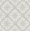Seabrook Plumosa Tile Cove Gray And Silver Wallpaper