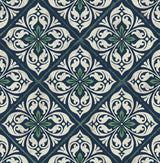 Seabrook Plumosa Tile Blue Wallpaper