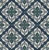Seabrook Plumosa Tile Midnight Blue And Spearmint Wallpaper
