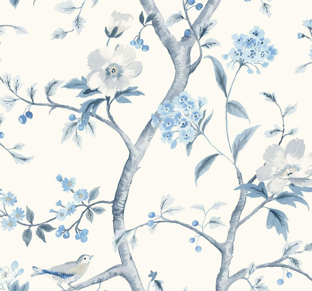Seabrook Southport Floral Trail Blue Wallpaper