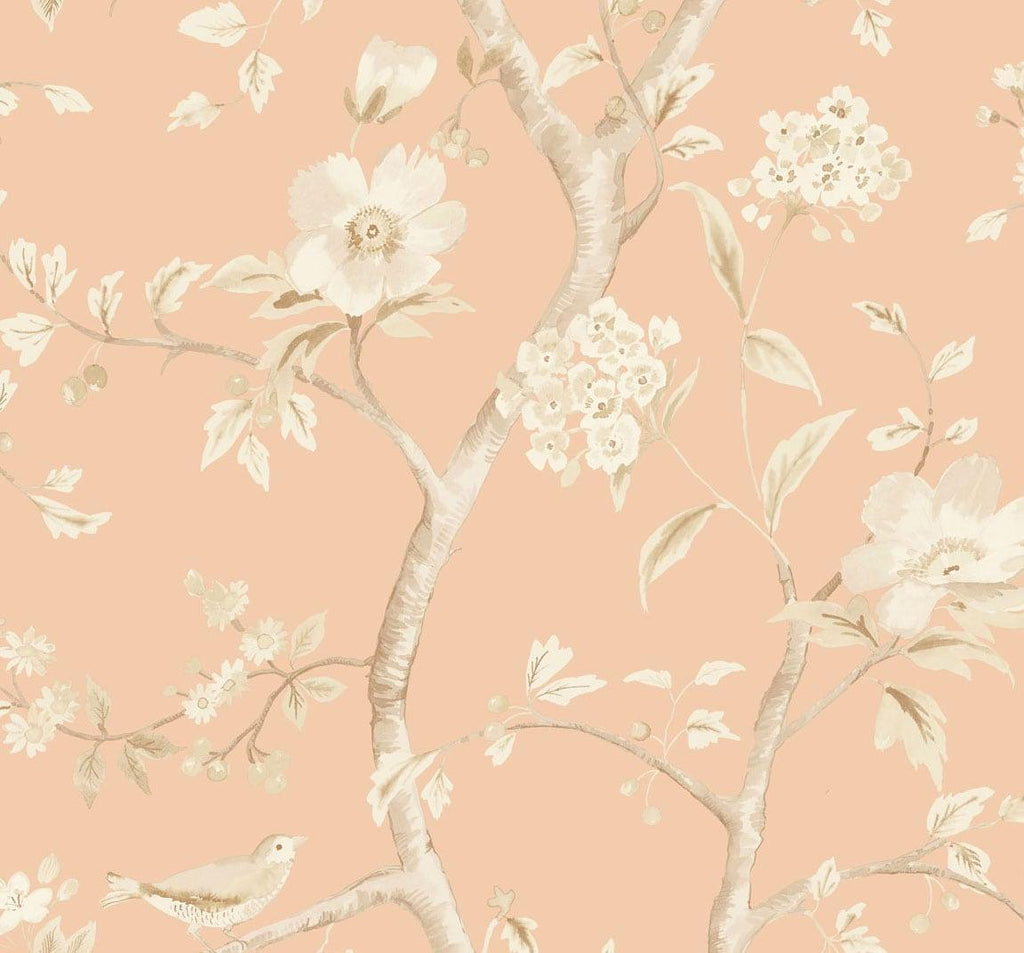 Seabrook Southport Floral Trail Soft Melon and Arrowroot Wallpaper