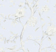 Seabrook Southport Floral Trail Blue Frost and Cove Gray Wallpaper
