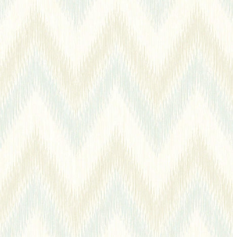 Seabrook Regent Flamestitch Stringcloth Sea Glass and Eggshell Wallpaper