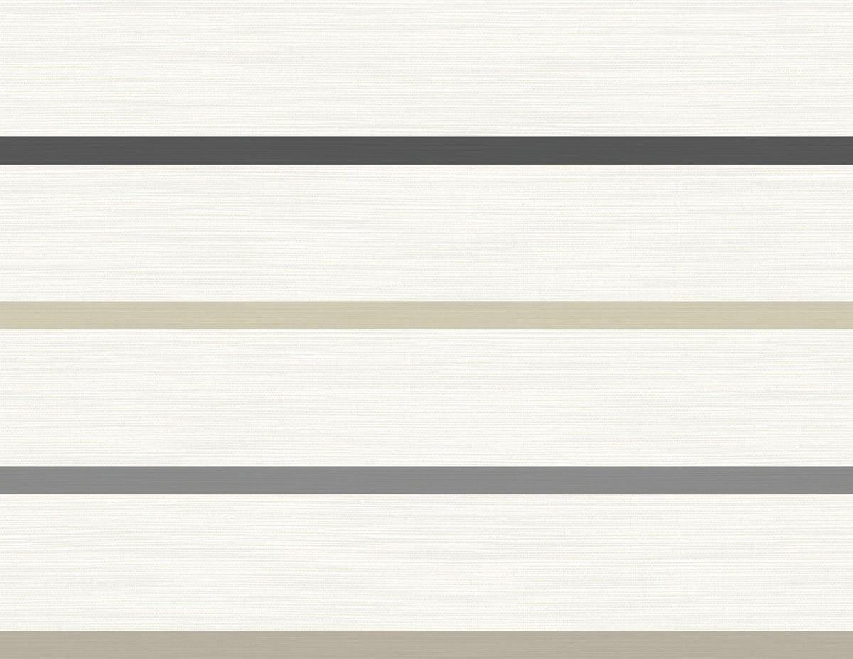 Seabrook Crew Stripe Ivory, Wrought Iron, and Sand Dollar Wallpaper