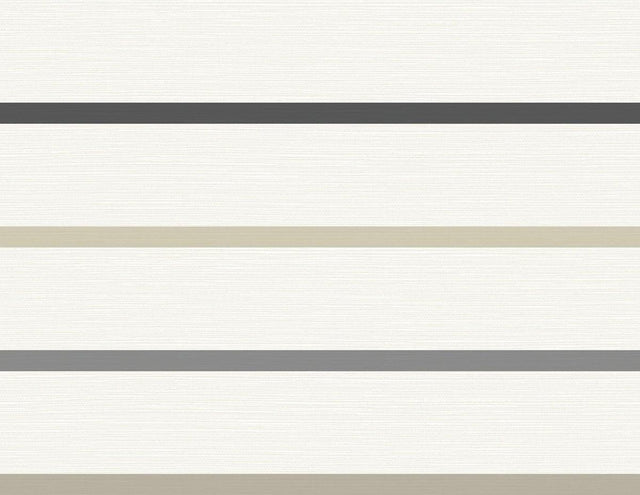 Seabrook Crew Stripe Ivory, Wrought Iron, and Sand Dollar Wallpaper