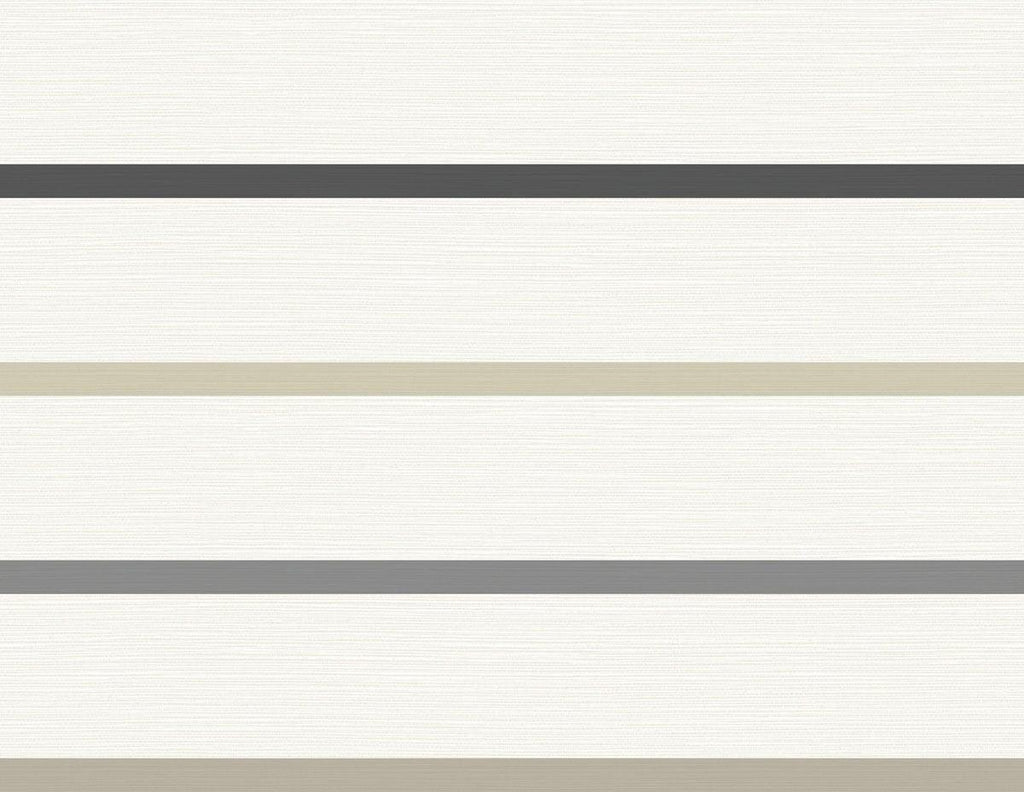 Seabrook Crew Stripe Ivory, Wrought Iron, and Sand Dollar Wallpaper