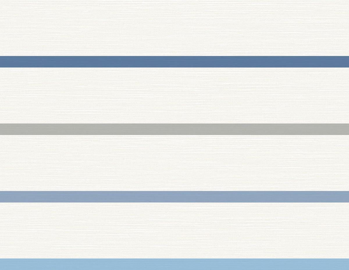 Seabrook Crew Stripe Air Force Blue, Gray, and Eggshell Wallpaper