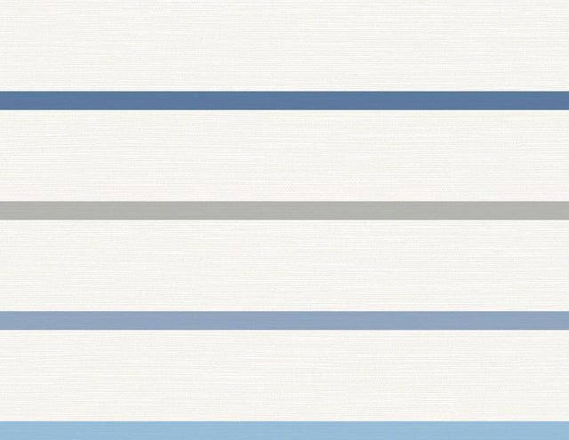 Seabrook Crew Stripe Air Force Blue, Gray, and Eggshell Wallpaper