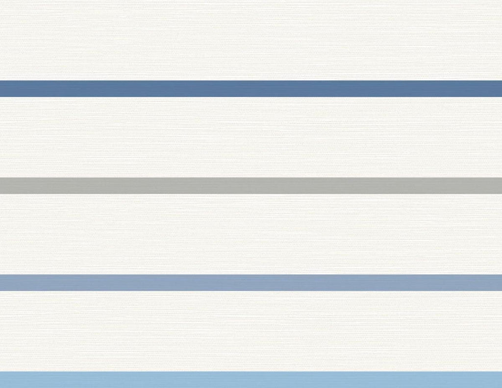 Seabrook Crew Stripe Air Force Blue, Gray, and Eggshell Wallpaper