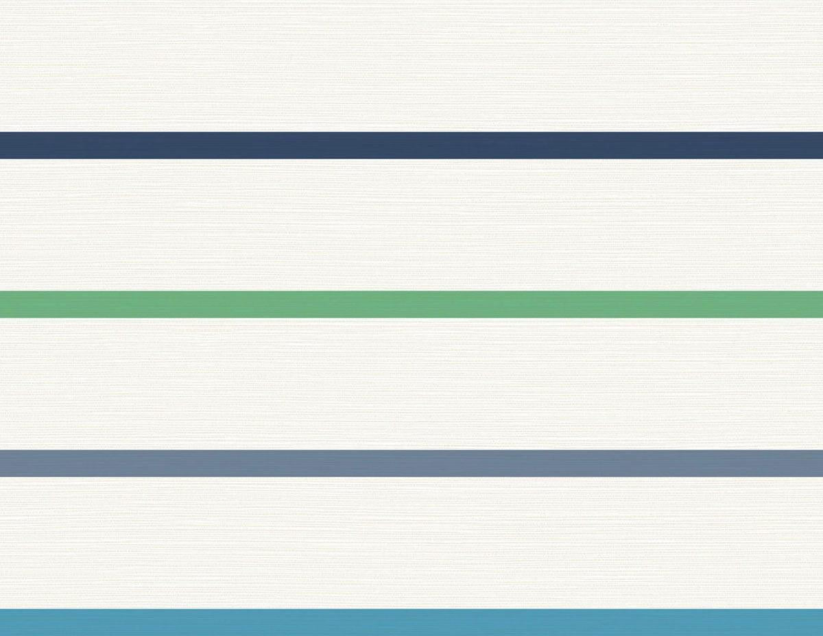 Seabrook Crew Stripe Midnight Blue, Spearmint, and Eggshell Wallpaper