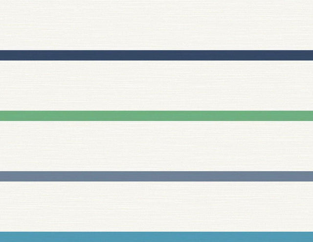 Seabrook Crew Stripe Midnight Blue, Spearmint, and Eggshell Wallpaper