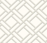 Seabrook Block Trellis Metallic Silver and Eggshell Wallpaper