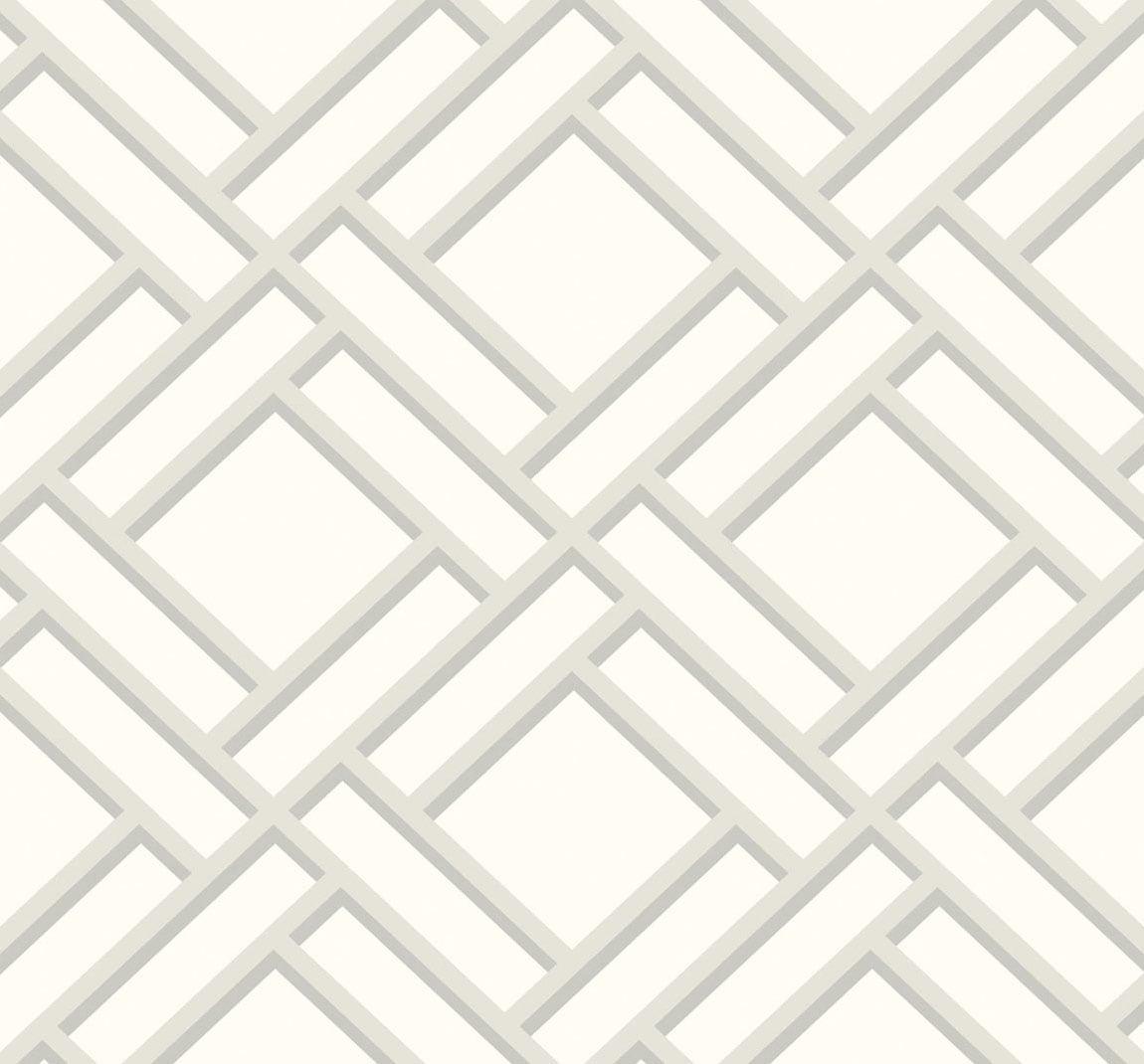Seabrook Block Trellis Silver Wallpaper