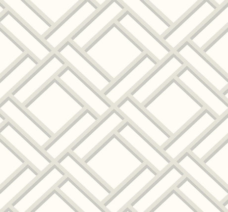 Seabrook Block Trellis Silver Wallpaper