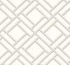 Seabrook Block Trellis Metallic Silver And Eggshell Wallpaper
