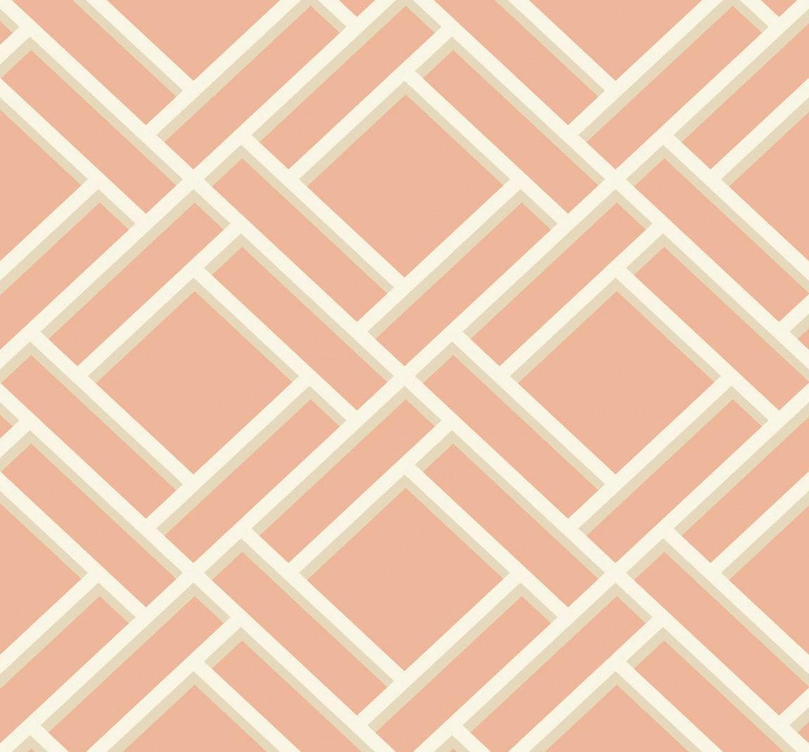 Seabrook Block Trellis Melon and Arrowroot Wallpaper