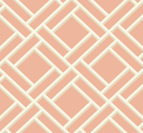 Seabrook Block Trellis Pink Wallpaper