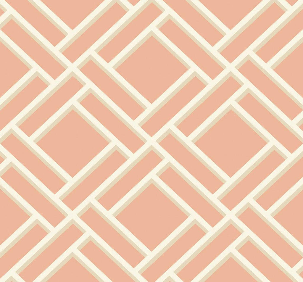 Seabrook Block Trellis Pink Wallpaper