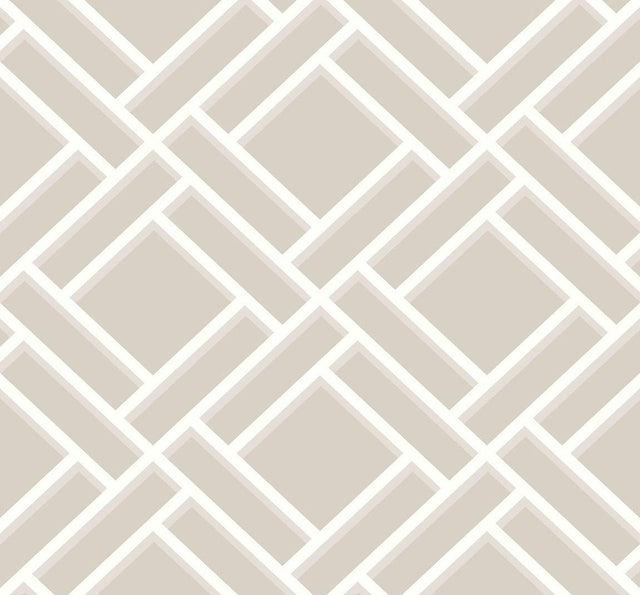 Seabrook Block Trellis Cove Gray and Fog Wallpaper