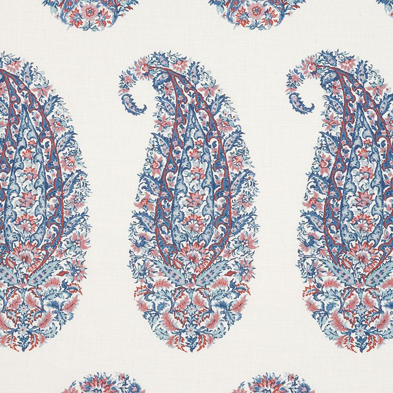 Schumacher Shirala Paisley Delft & Rose Fabric