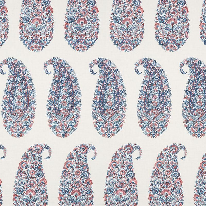Schumacher Shirala Paisley Delft & Rose Fabric