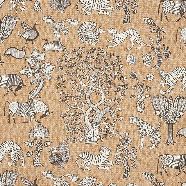 Schumacher Animalia Carbon & Sienna Fabric