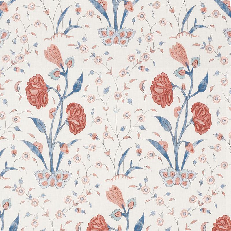 Schumacher Khilana Floral Delft & Rose Fabric